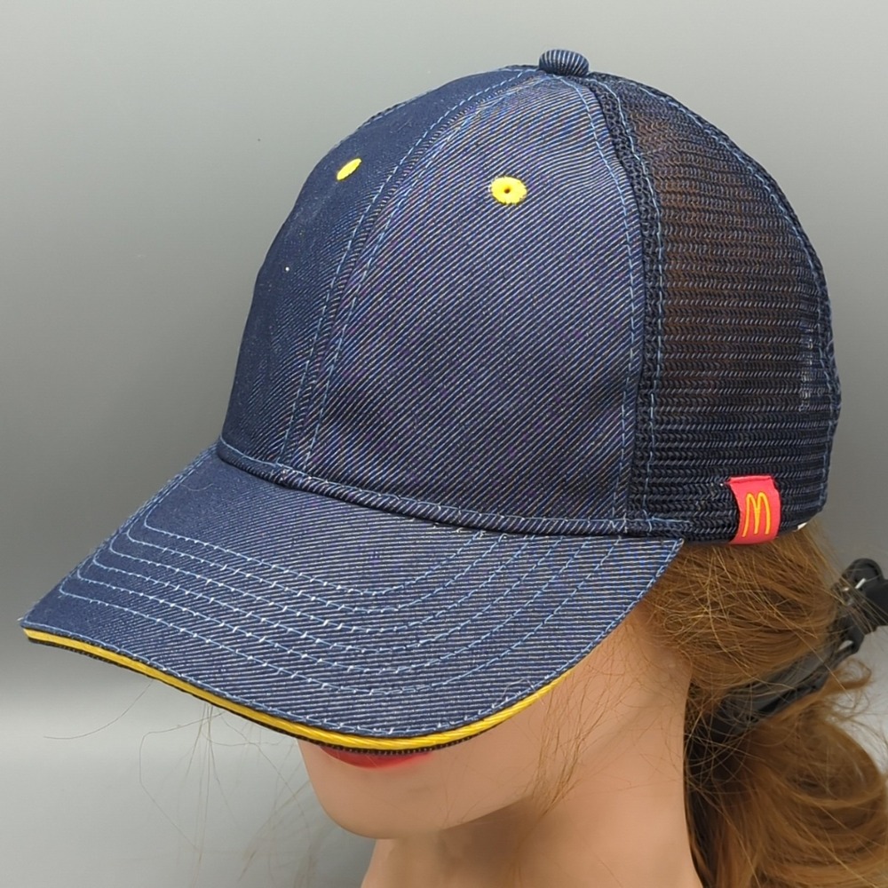 McDonalds Employee Snapback Hat Adjustable Mesh Back Cap Blue One Size